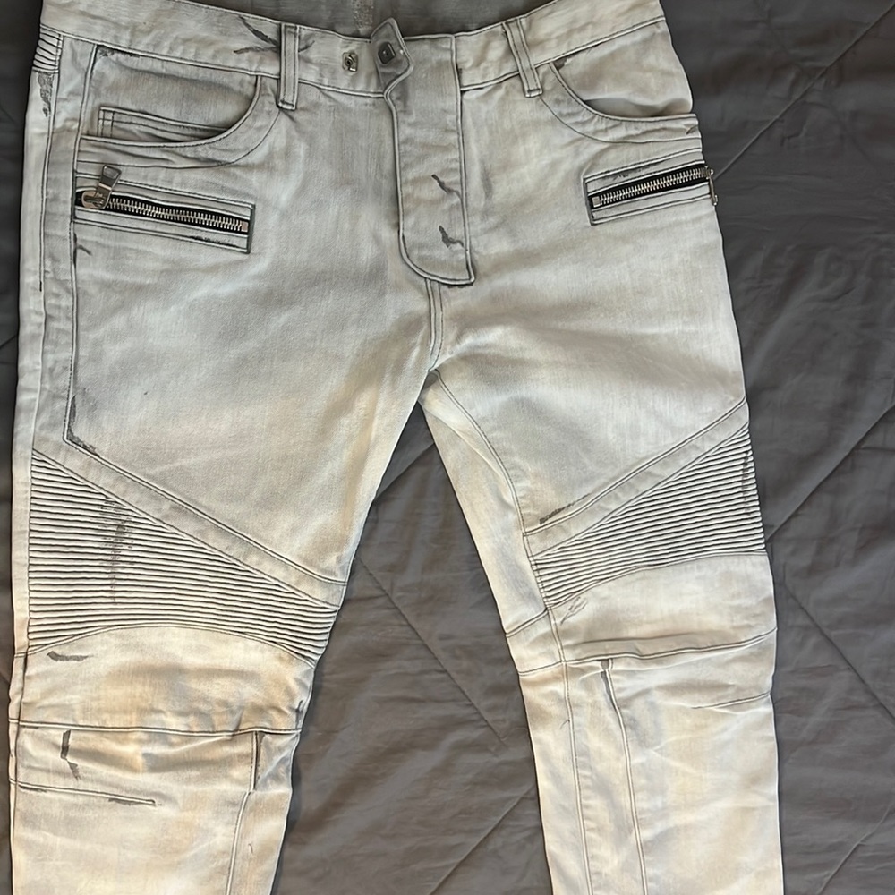 Balmain Moto Distressed Jeans